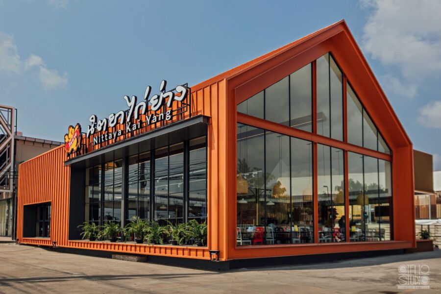 Modern Thai restaurant facade