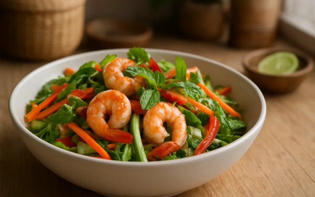 Notre recette de salade thaï aux crevettes fraîche et parfumée